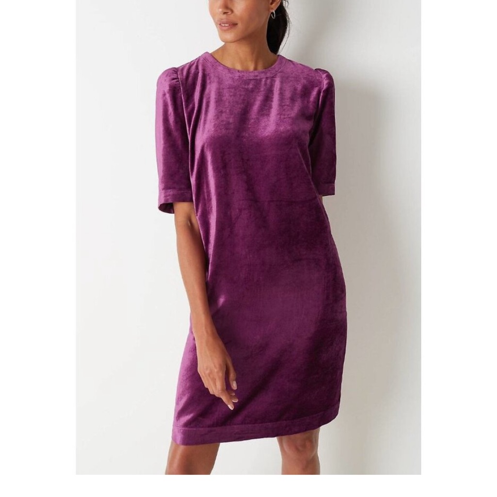 J Jill Crushed Velvet Party Dress Size L Stretch Jewel Purple Event Holiday